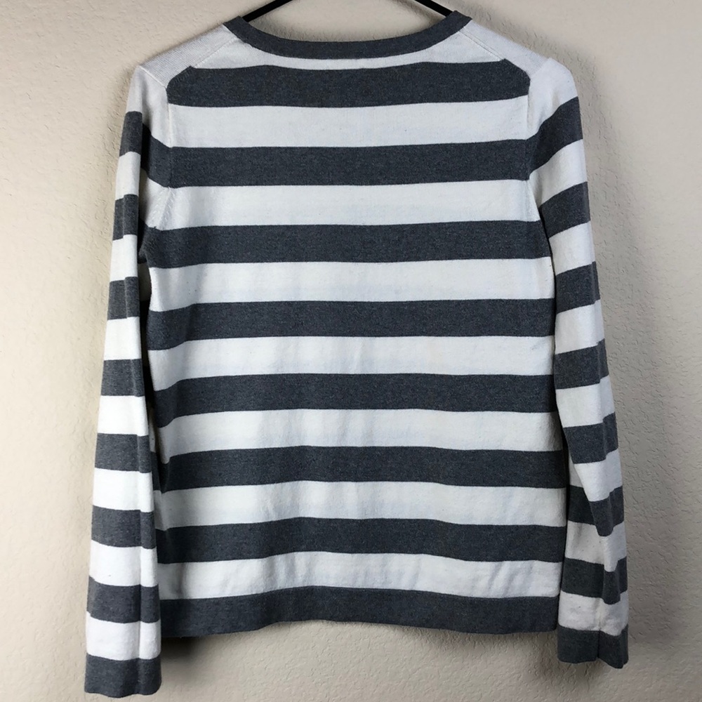 J. Crew Grey + Cream Striped Sweater - Picture 2 of 5